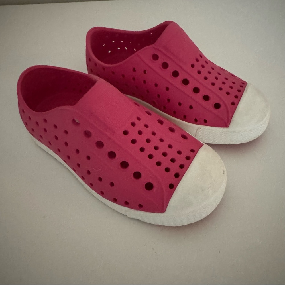 Native Pink and White Slip-On Water Shoes